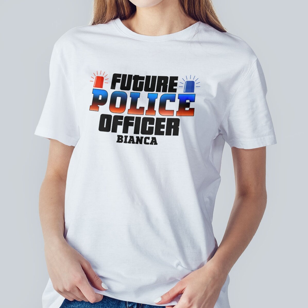 Maglietta in cotone personalizzata con scritta - Futuro agente di polizia