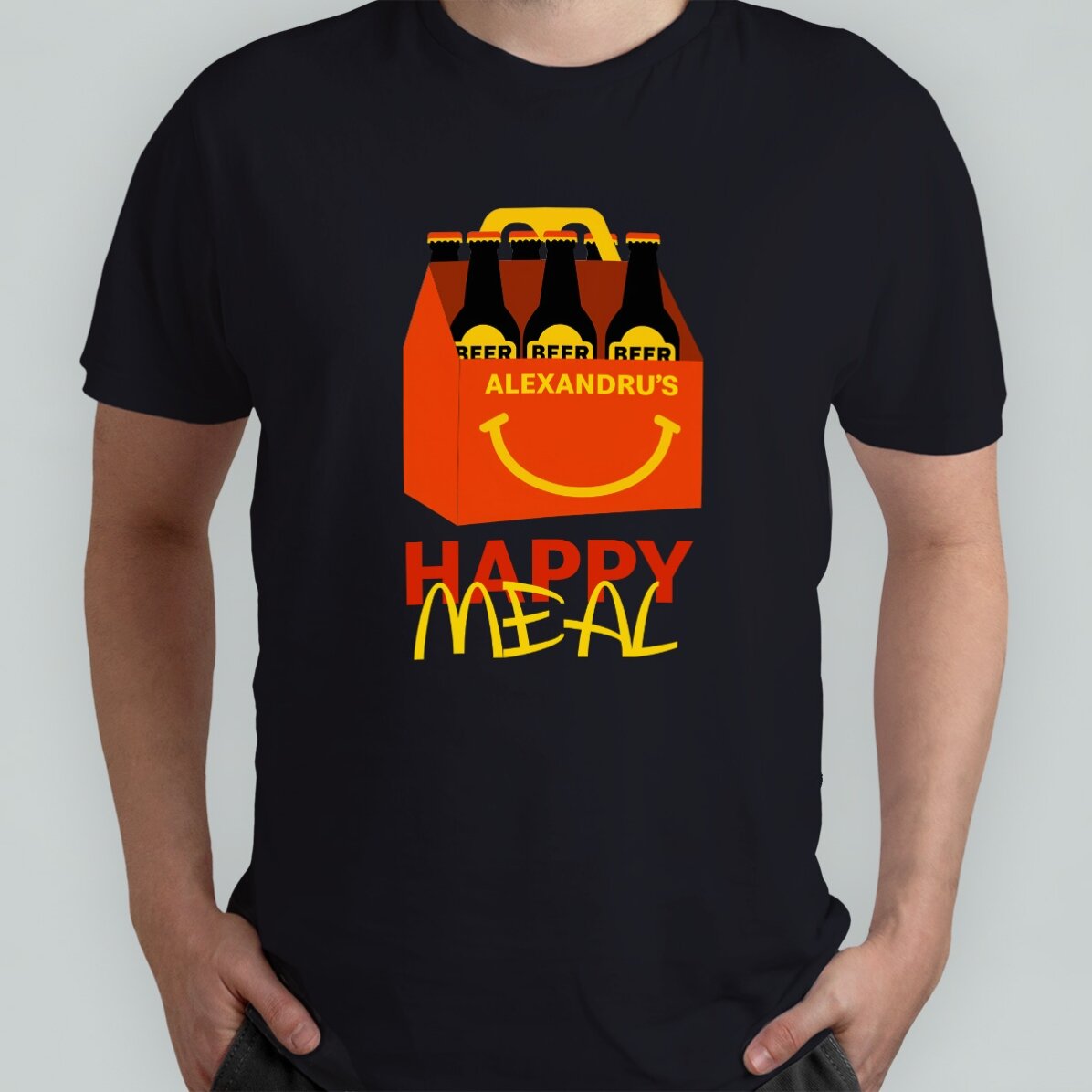 Maglietta in cotone personalizzata con scritta - Happy beer