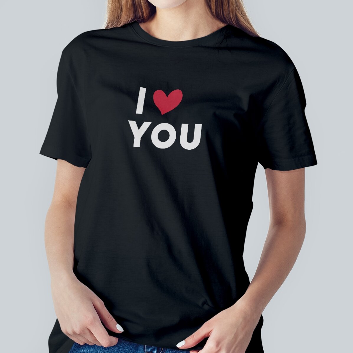 Maglietta in cotone personalizzata con scritta - I love...