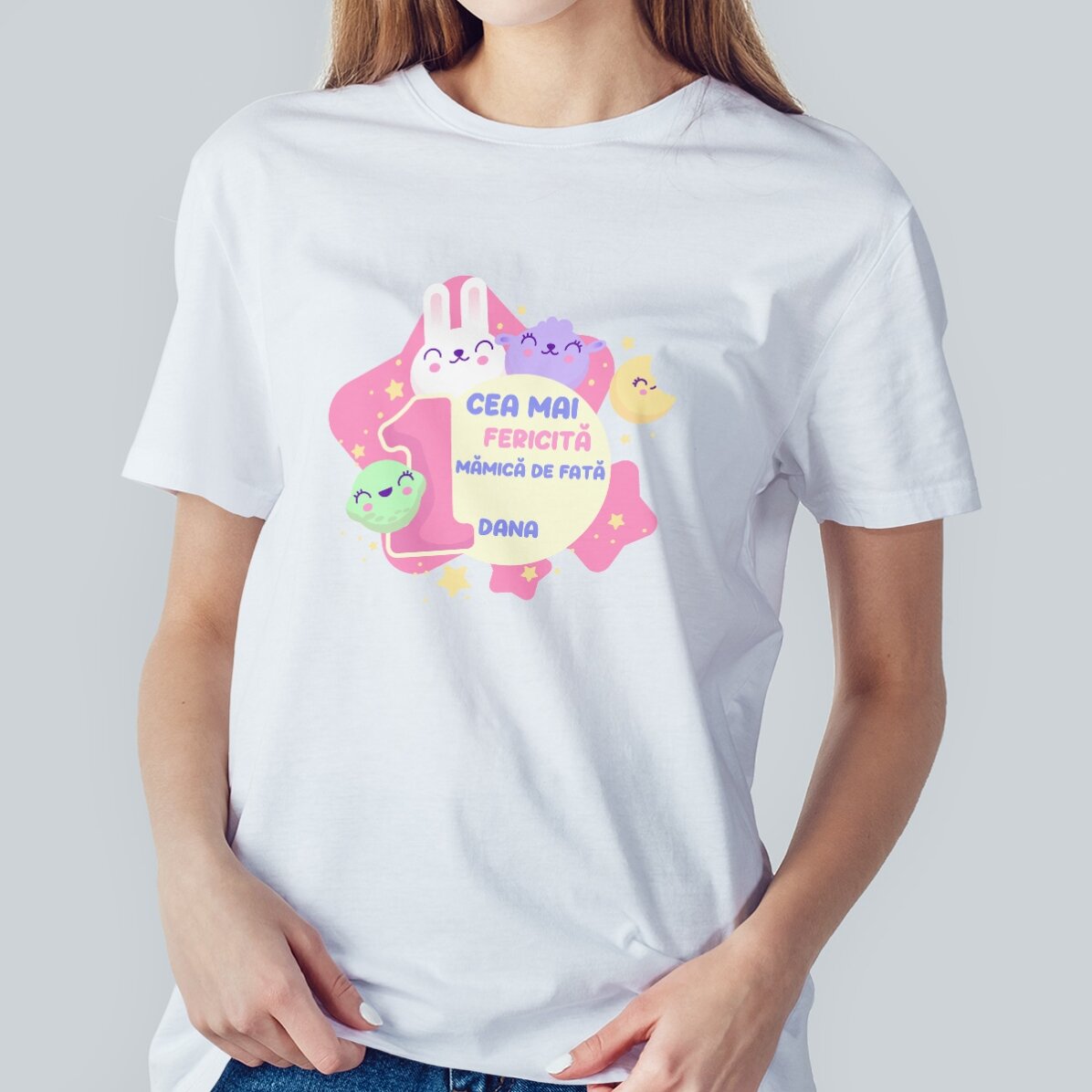 Maglietta in cotone personalizzata con scritta (modello per bambine) - Primo compleanno