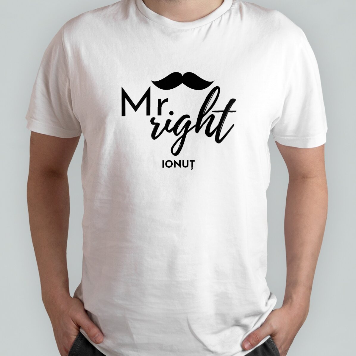 Custom cotton T-shirt with text - Mr. Right