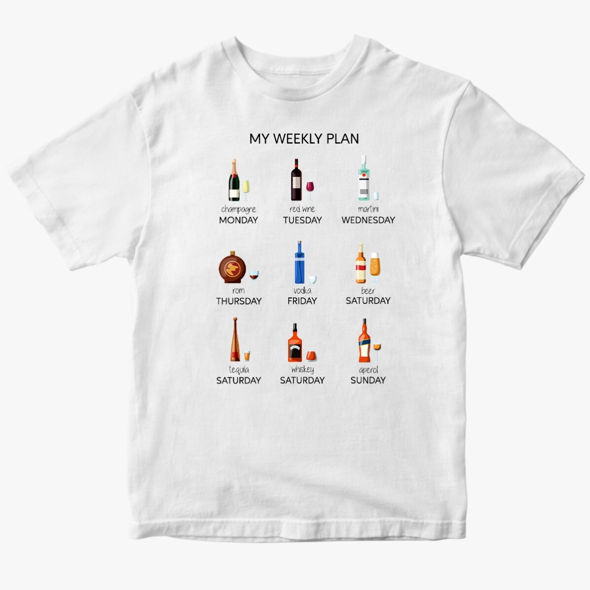 Maglietta in cotone personalizzata con scritta - My weekly plan