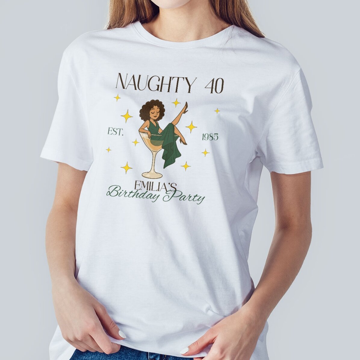 Maglietta in cotone personalizzata con scritta - Naughty