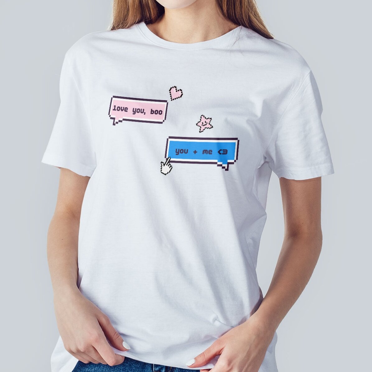 Maglietta in cotone personalizzata con scritta - Pixel Chat
