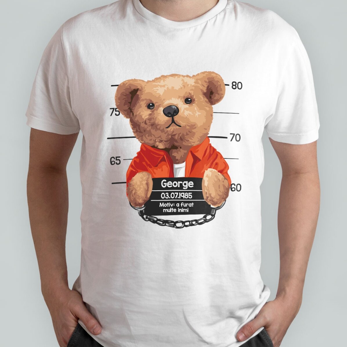 Maglietta in cotone personalizzata con scritta - Prison teddy bear