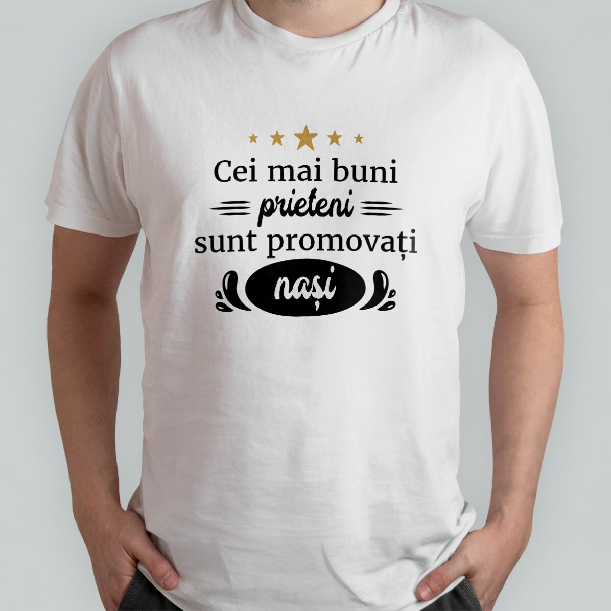Maglietta in cotone personalizzata con scritta - Promovati nasi