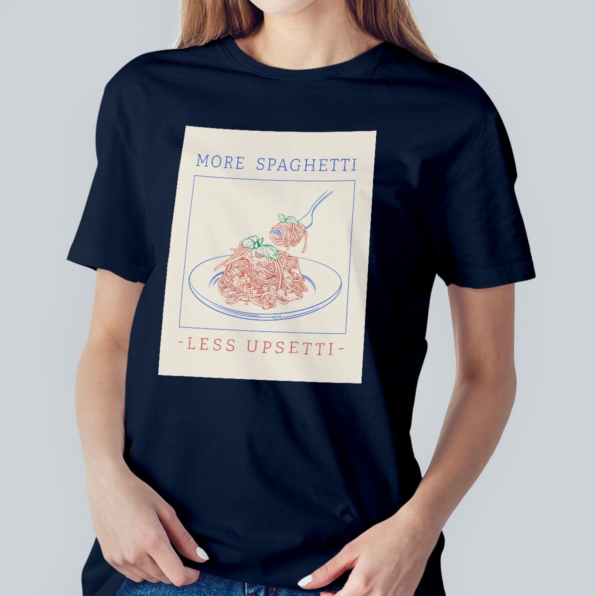 Maglietta in cotone personalizzata con scritta - Spaghetti
