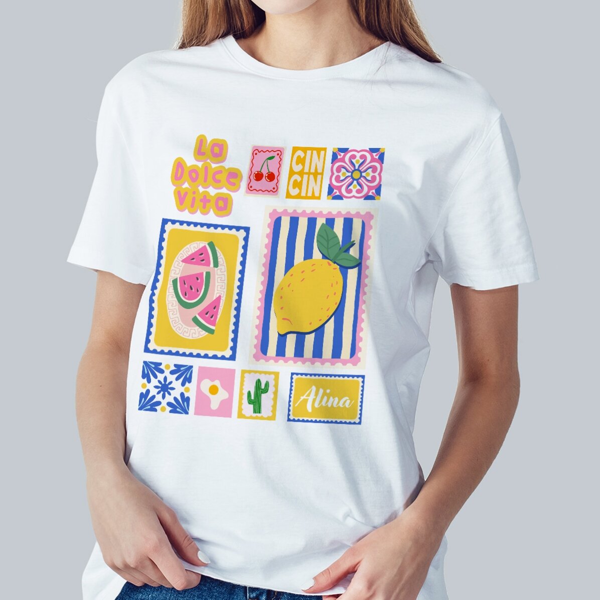 Maglietta in cotone personalizzata con nome - Summer