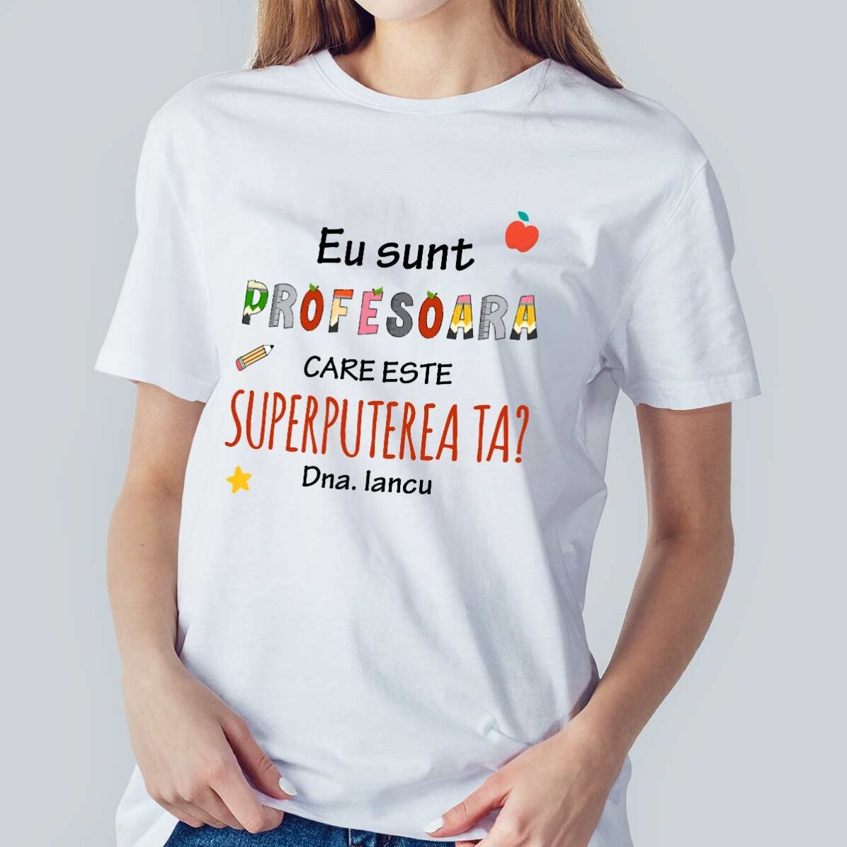 Maglietta in cotone personalizzata con scritta - Superpower