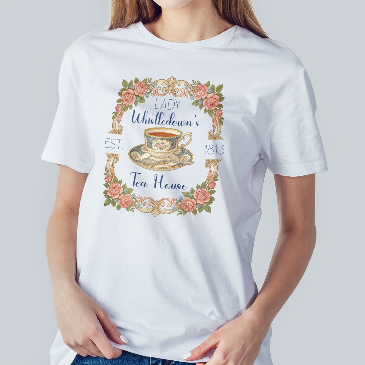 Custom cotton T-shirt with text - Tea House