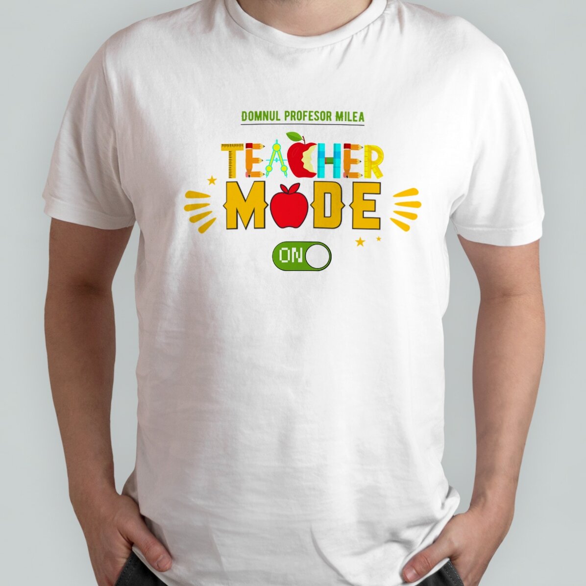 Maglietta in cotone personalizzata con scritta - Teacher mode on