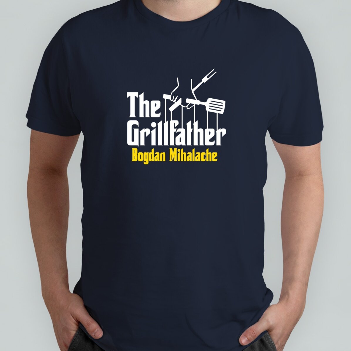 Maglietta in cotone personalizzata con scritta - The grillfather