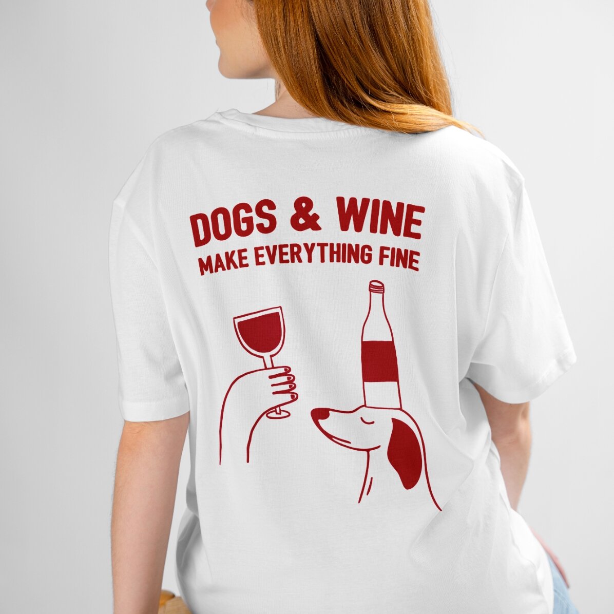 Maglietta in cotone personalizzata con scritta - Wine