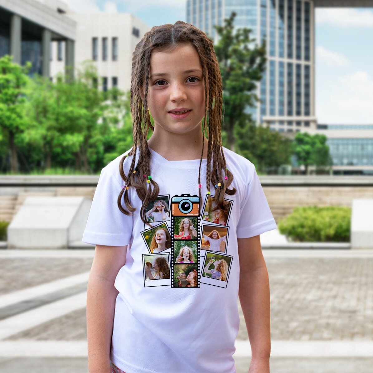 Maglietta sportiva per bambini personalizzata con 9 foto
