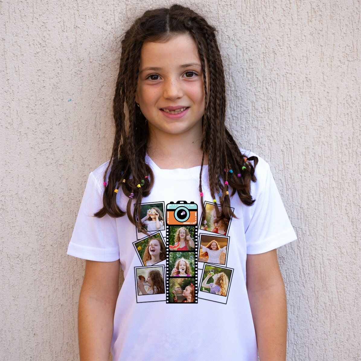 Maglietta sportiva per bambini personalizzata con 9 foto