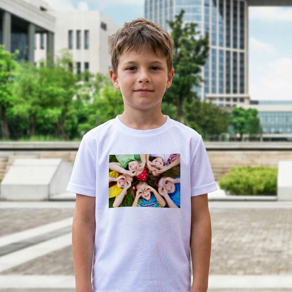 Maglietta sportiva per bambini personalizzata con foto in formato orizzontale