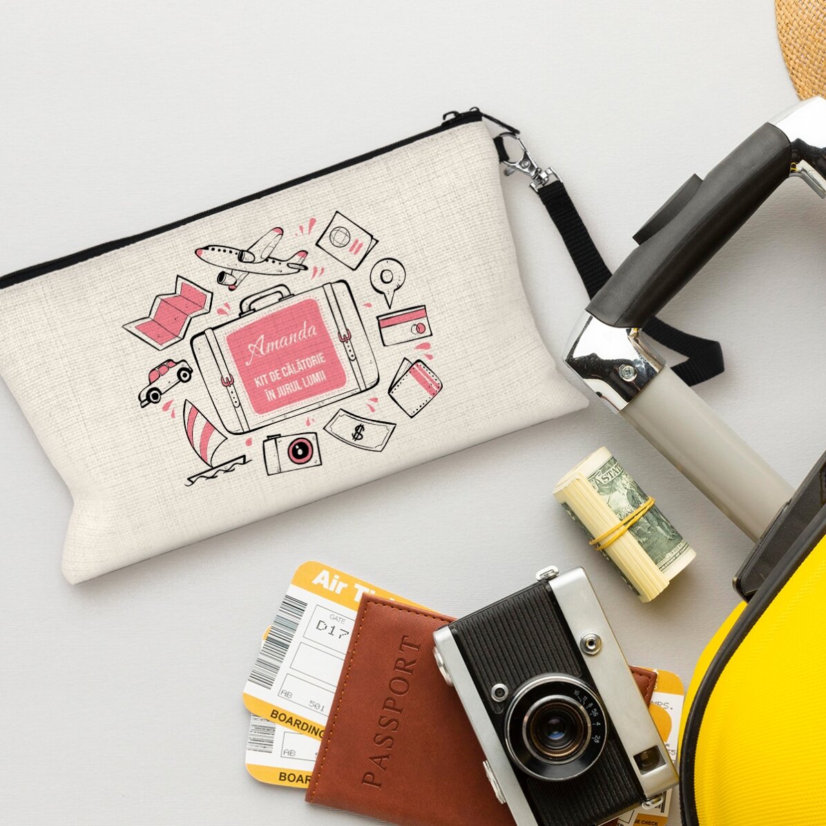 Set di accessori personalizzato con scritta - In giro per il mondo