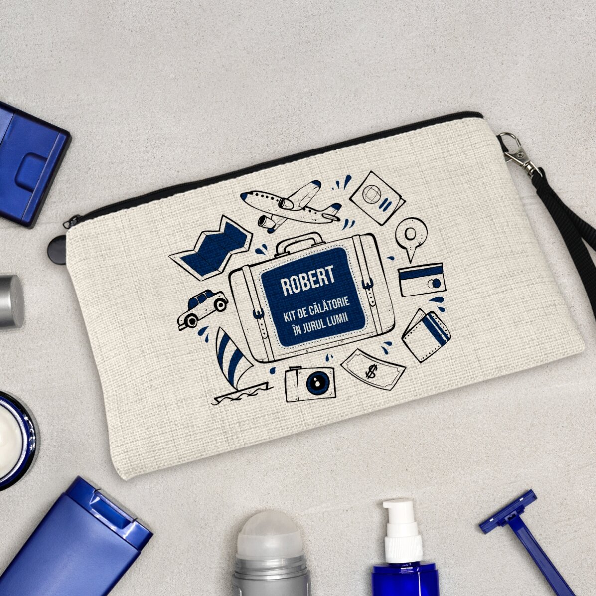 Set di accessori personalizzato con scritta - In giro per il mondo