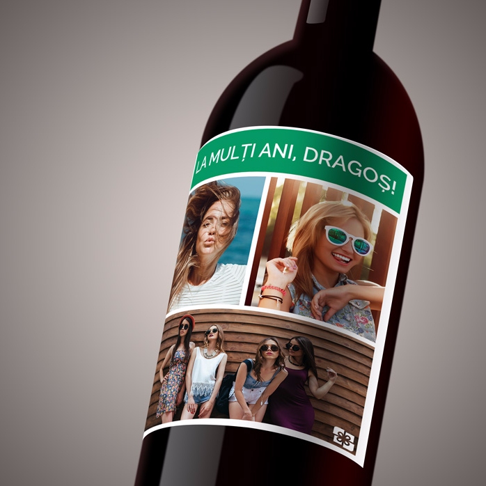 Vino personalizzato con 3 foto e un testo