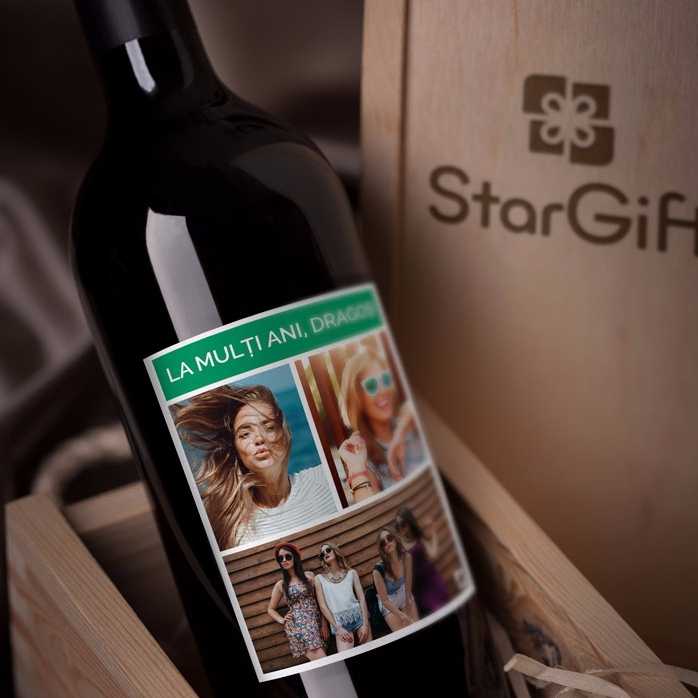 Vino personalizzato con 3 foto e un testo