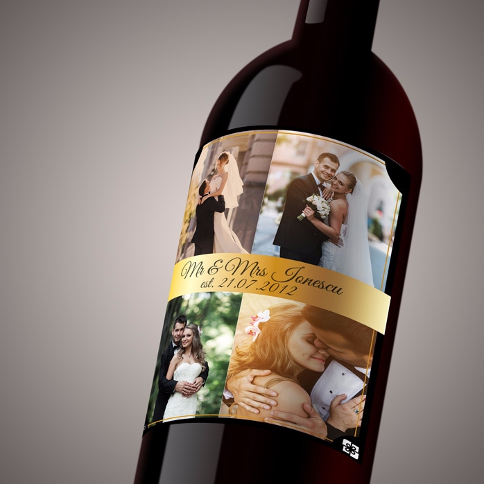 Vino personalizzato con 4 foto per una coppia