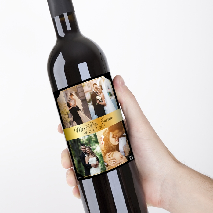 Vino personalizzato con 4 foto per una coppia
