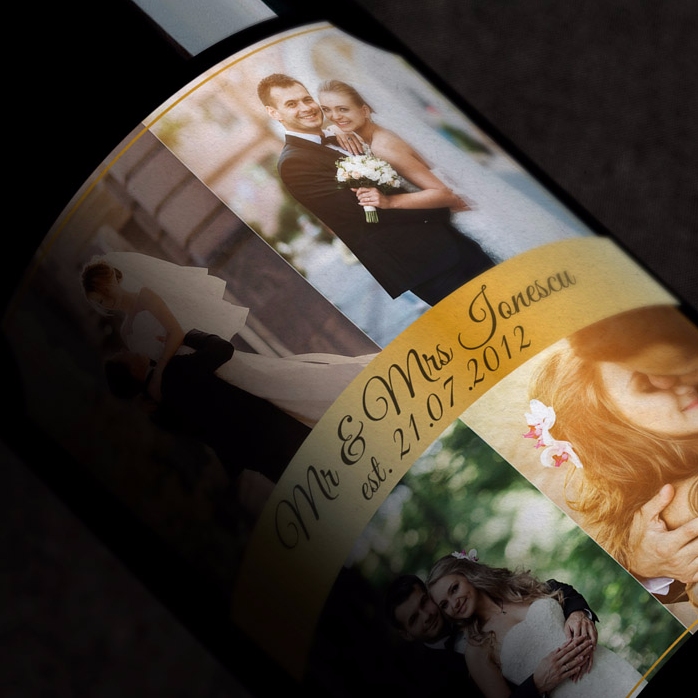 Vino personalizzato con 4 foto per una coppia