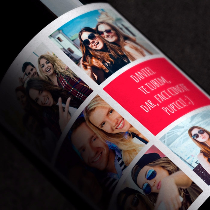 Vino personalizzato con 5 foto e un testo