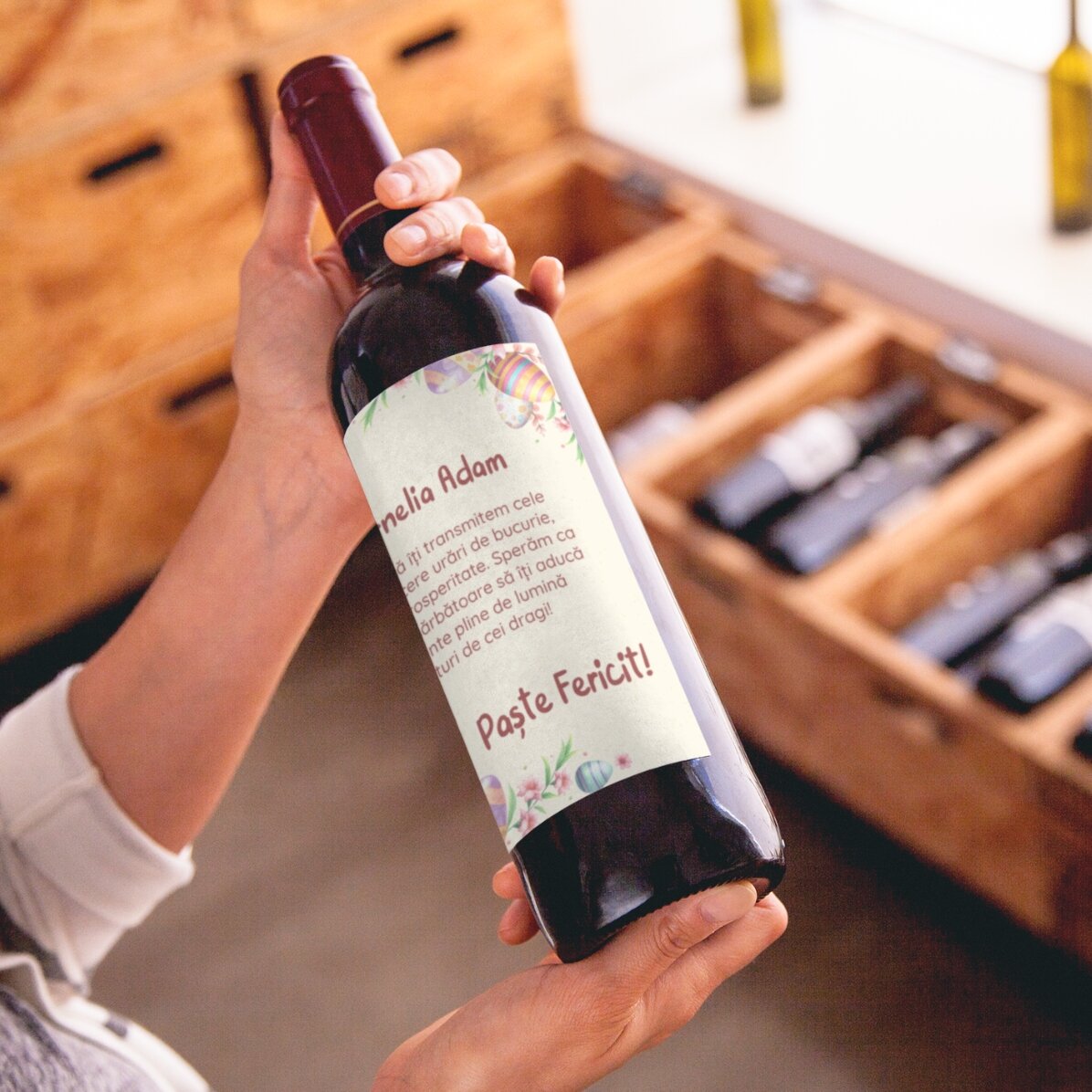 Vino personalizzato con logo e messaggio - Uova di Pasqua