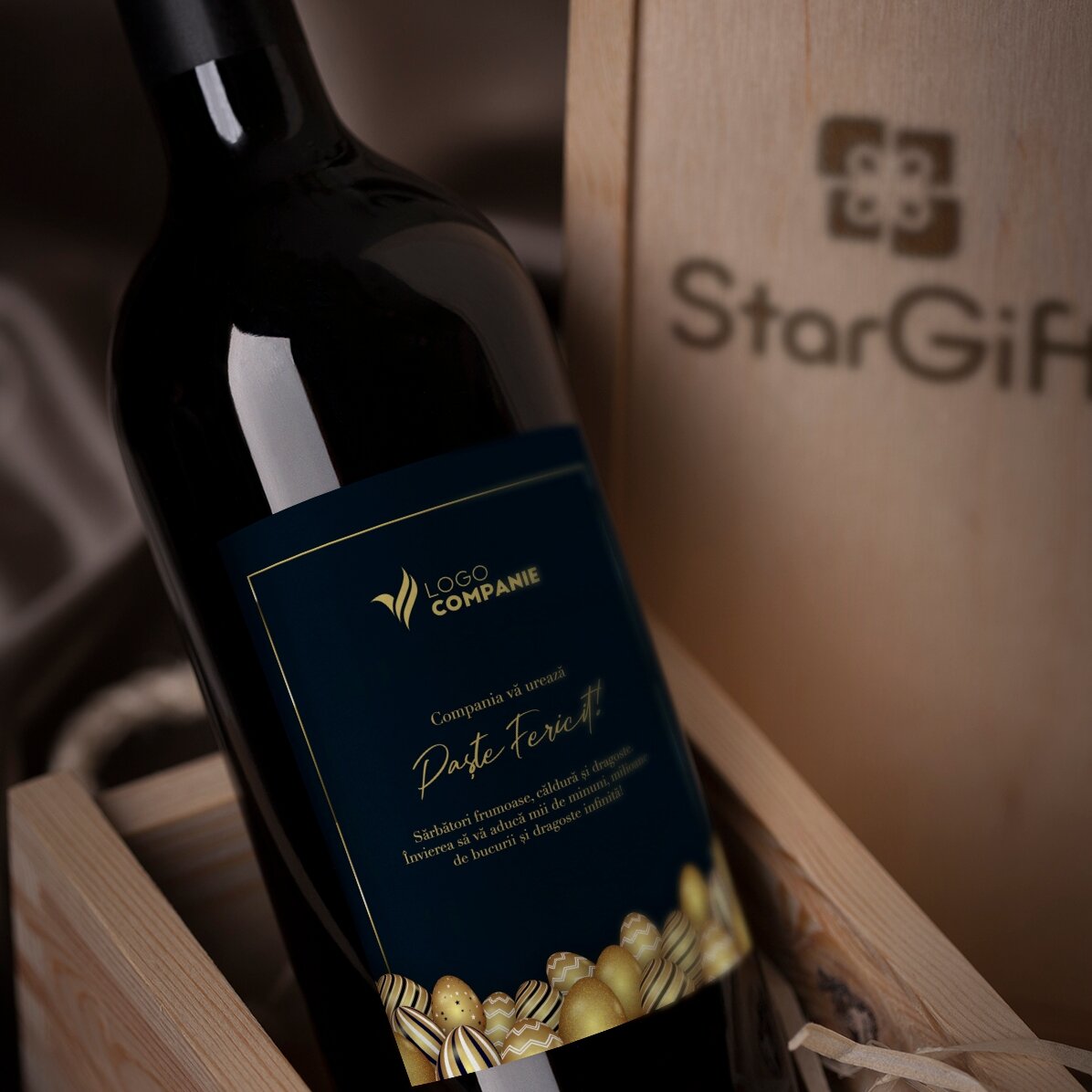 Vino personalizzato con logo e testo per Pasqua