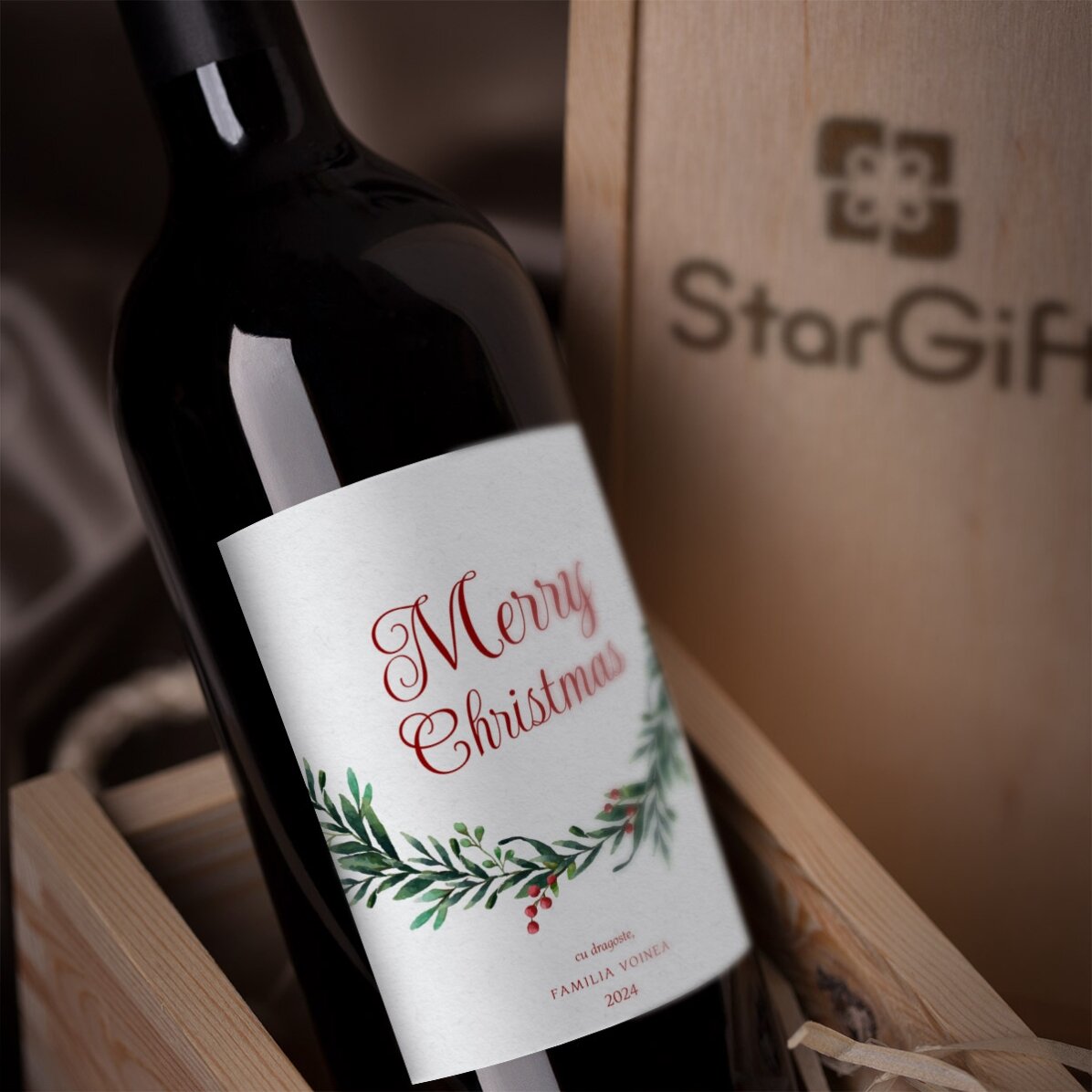 Vino personalizzato con un messaggio di Caciun - Con affetto