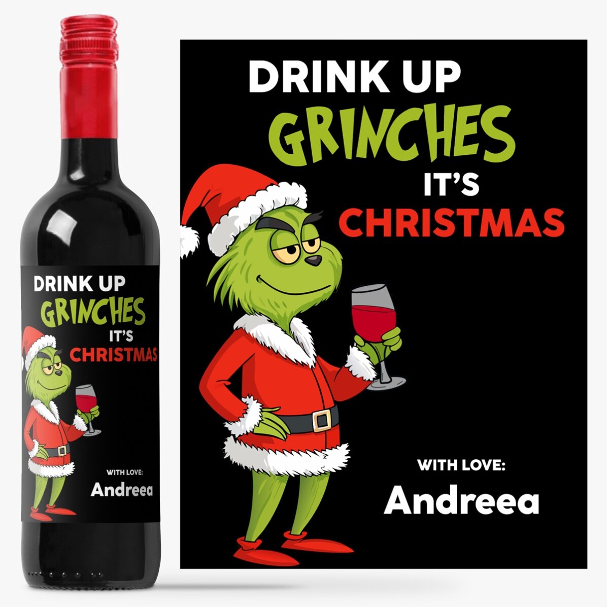 Vino personalizzato con messaggio - Grinch