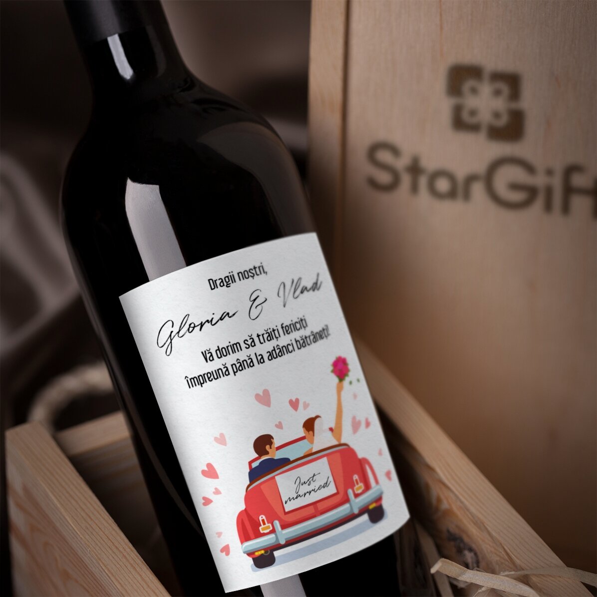 Vino personalizzato con messaggio - Coppia di sposi