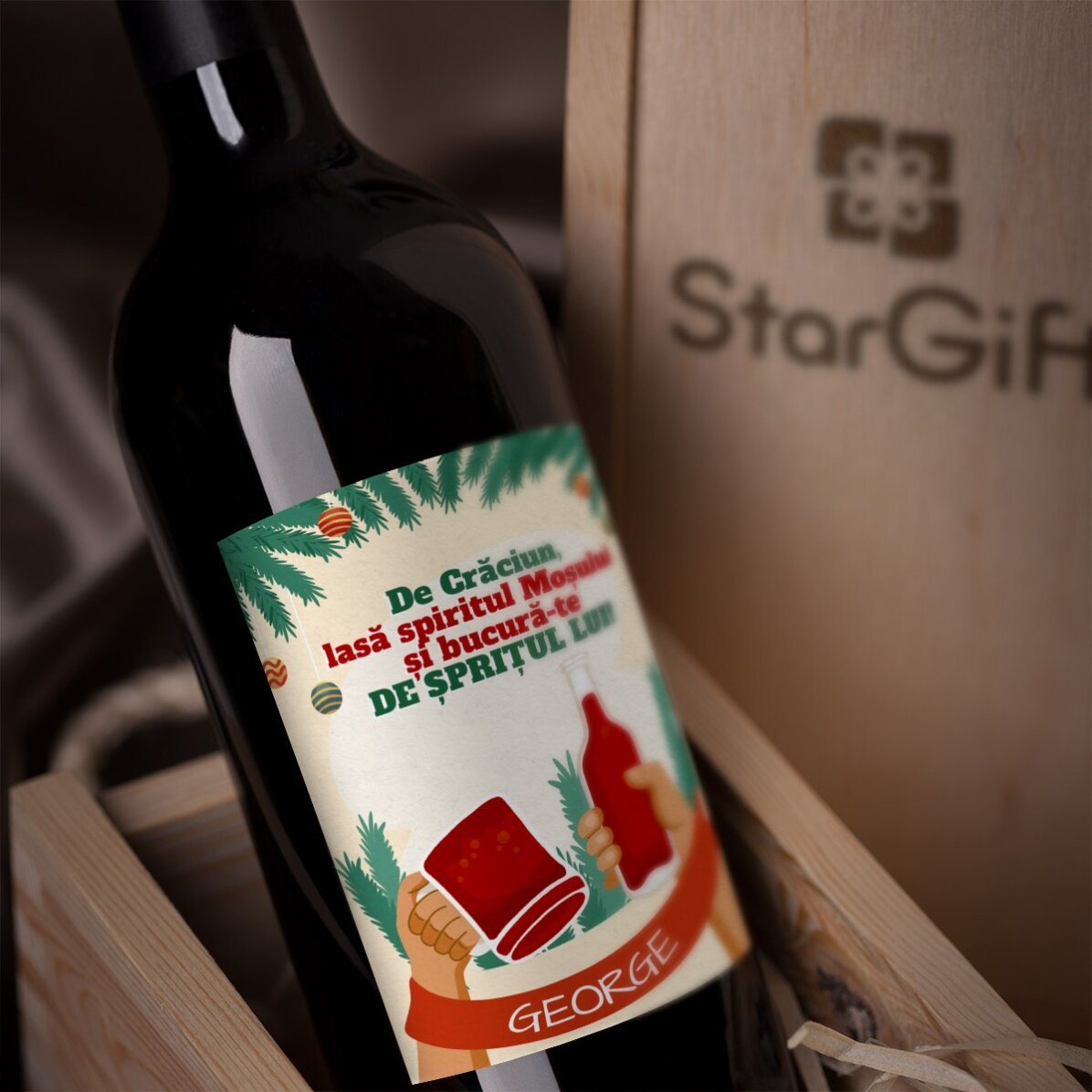 Vino personalizzato con messaggio - Lo spirito di Babbo Natale