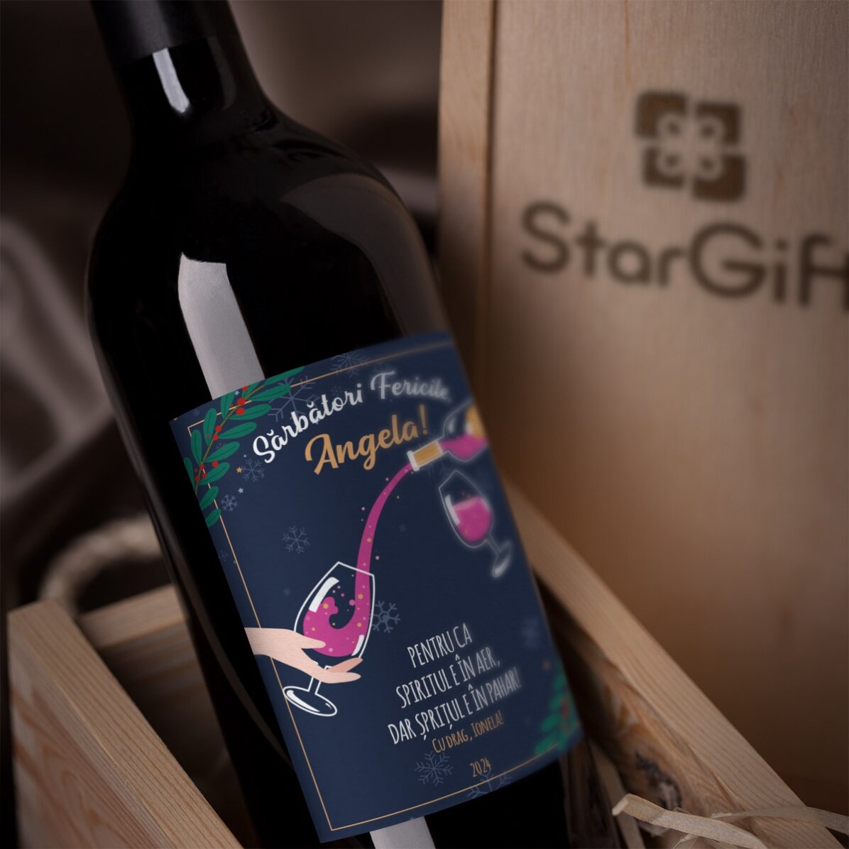 Vino personalizzato con messaggio - Lo spirito natalizio