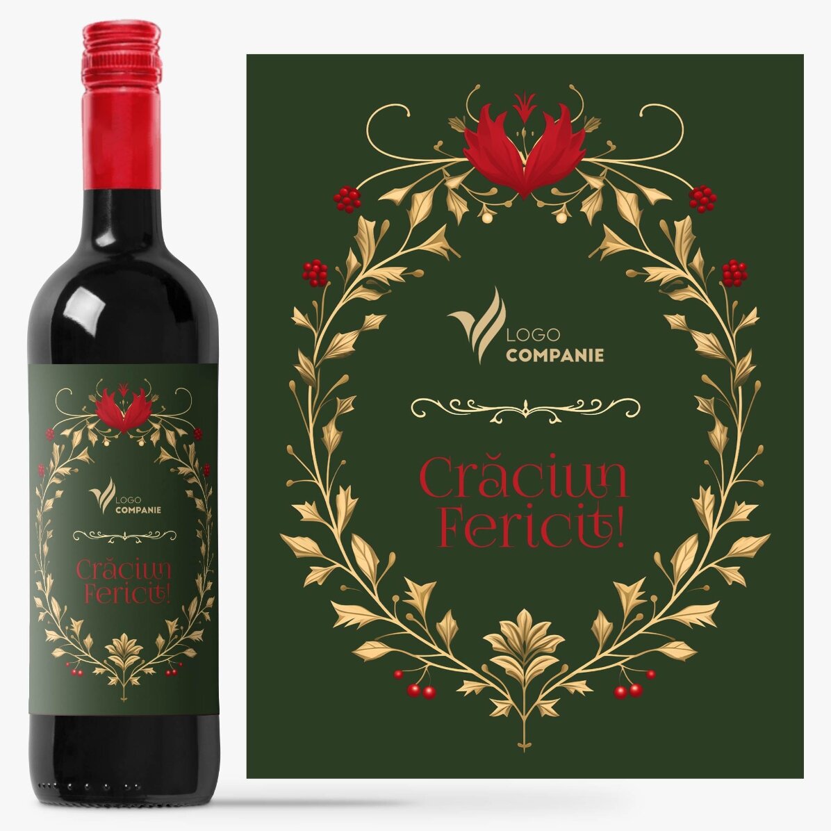 Vino personalizzato con testo e logo - Buon Natale!