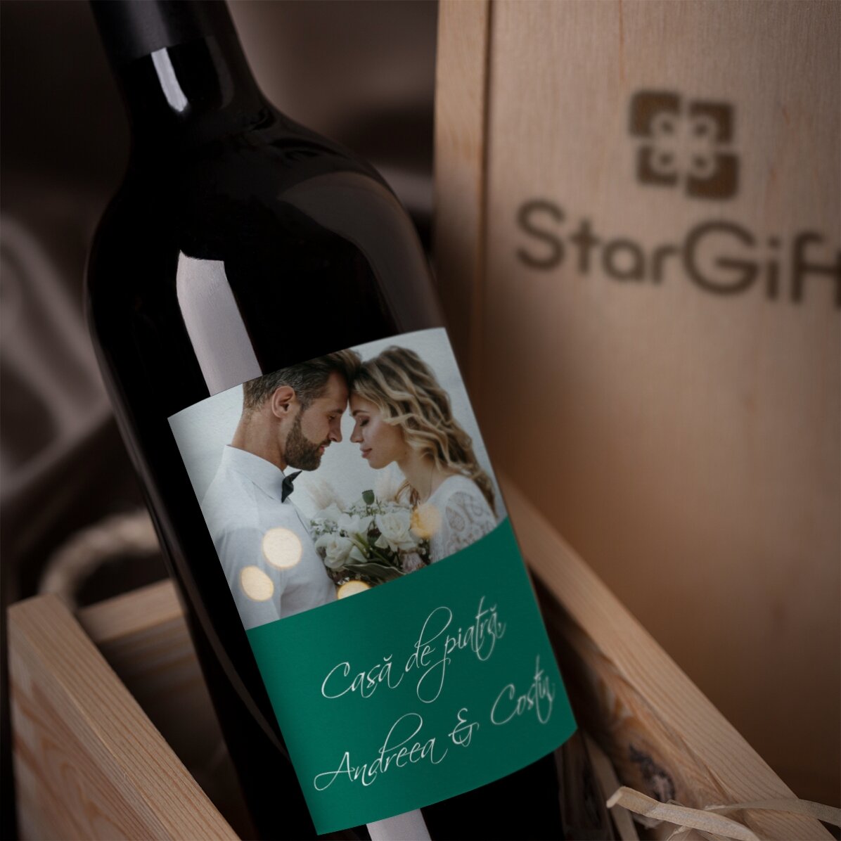 Vino personalizzato con una foto per il matrimonio