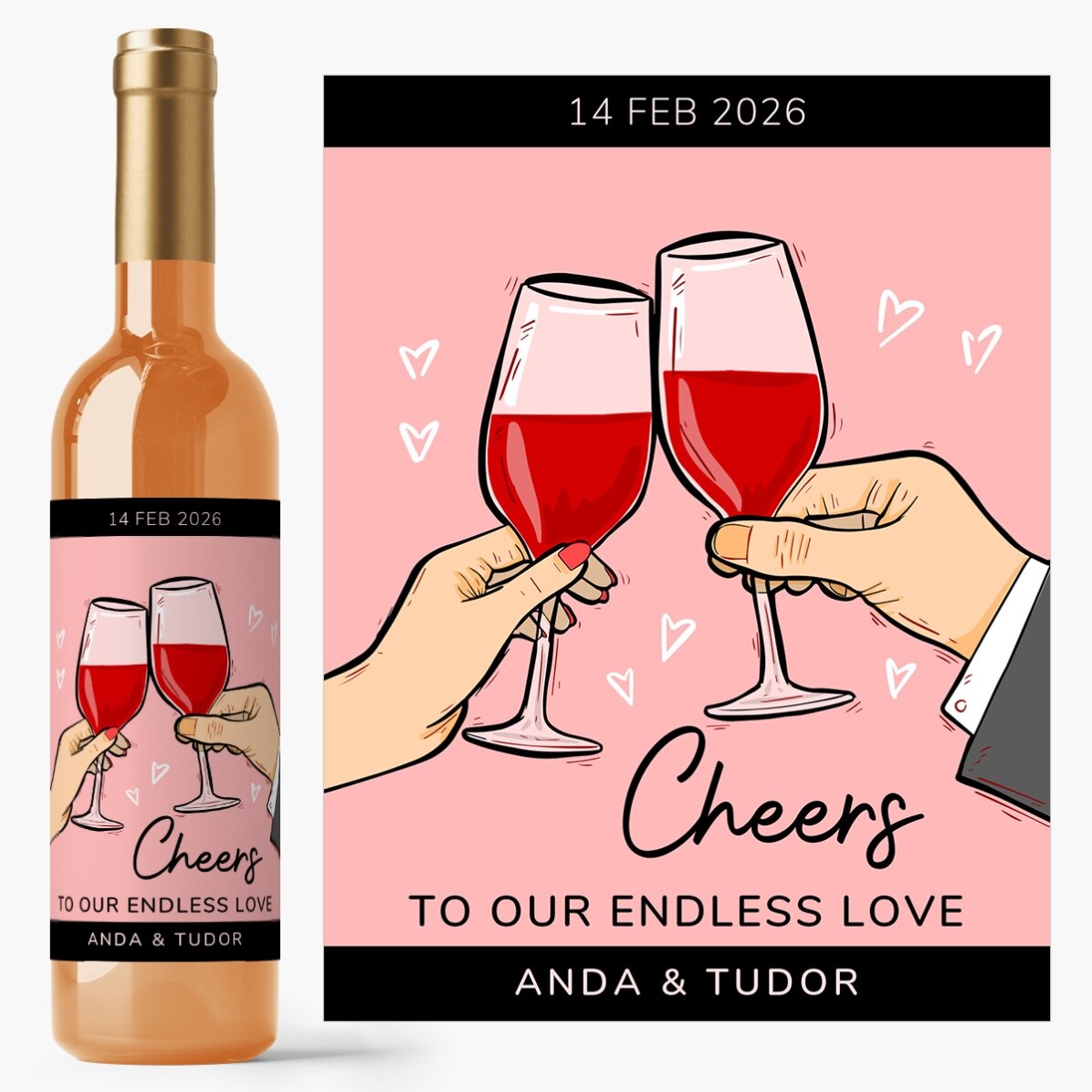 Vino personalizzato con scritta - Cheers to our love