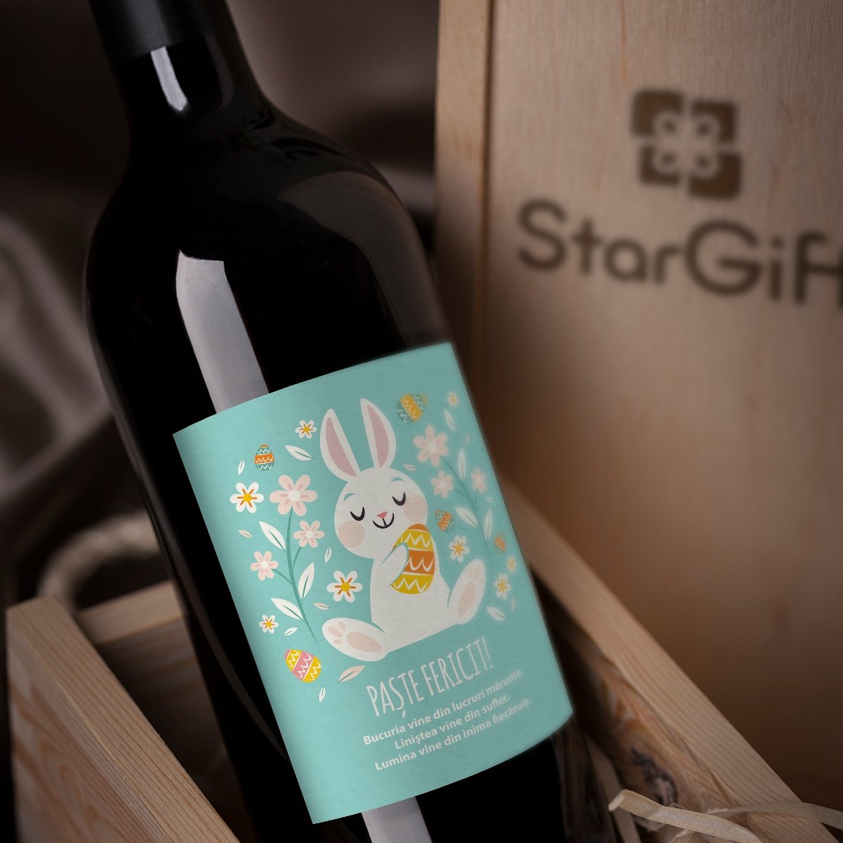 Vino personalizzato con scritta - Happy Bunny