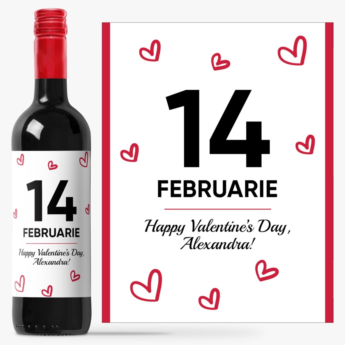 Vino personalizzato con scritta - Cuori