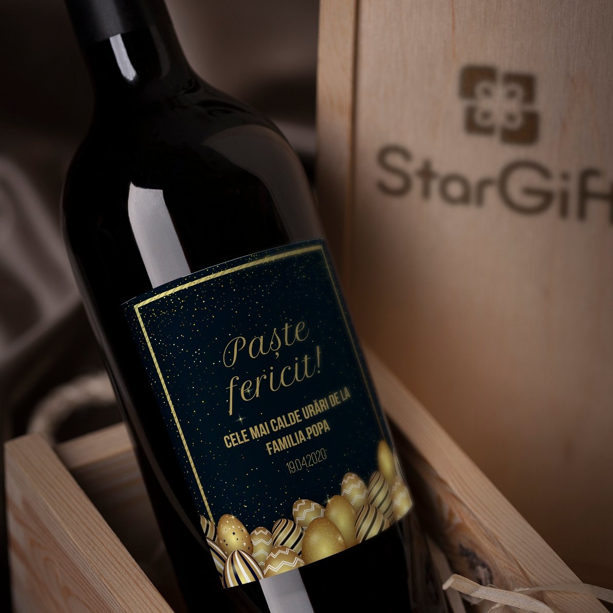 Vino personalizzato con una dedica per Pasqua