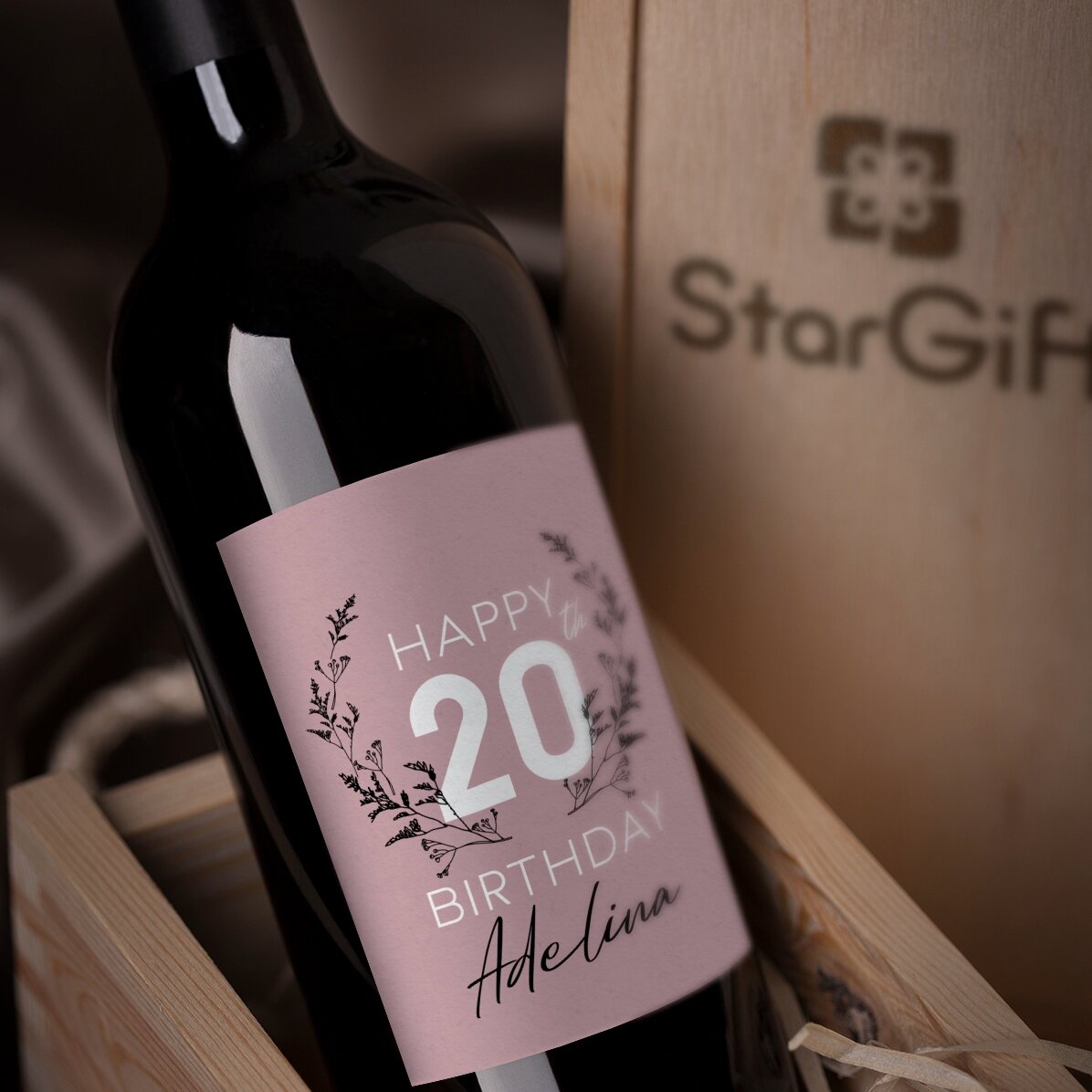 Vino personalizzato con dedica di compleanno - Floral