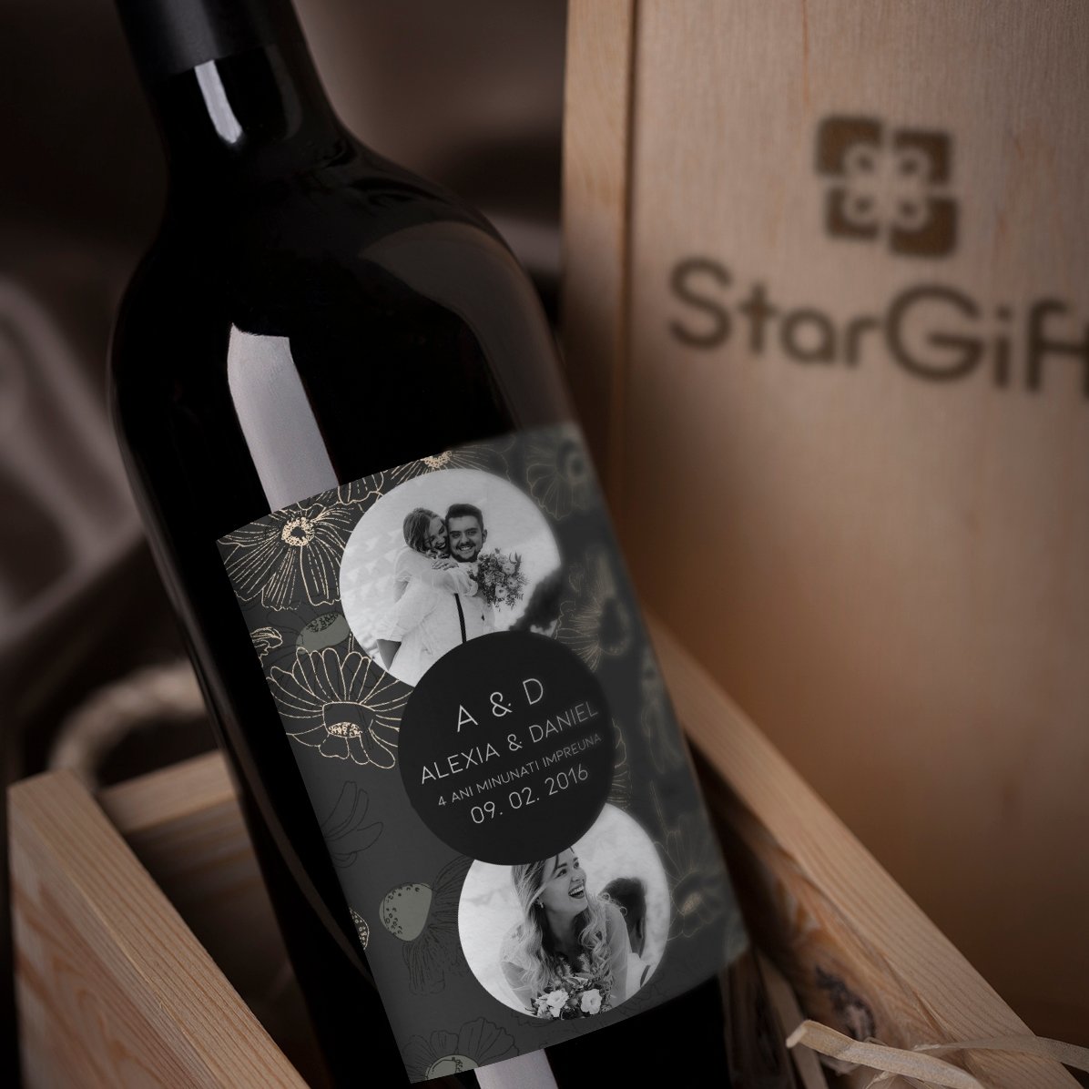 Vino personalizzato con una frase e 2 foto - Anniversario