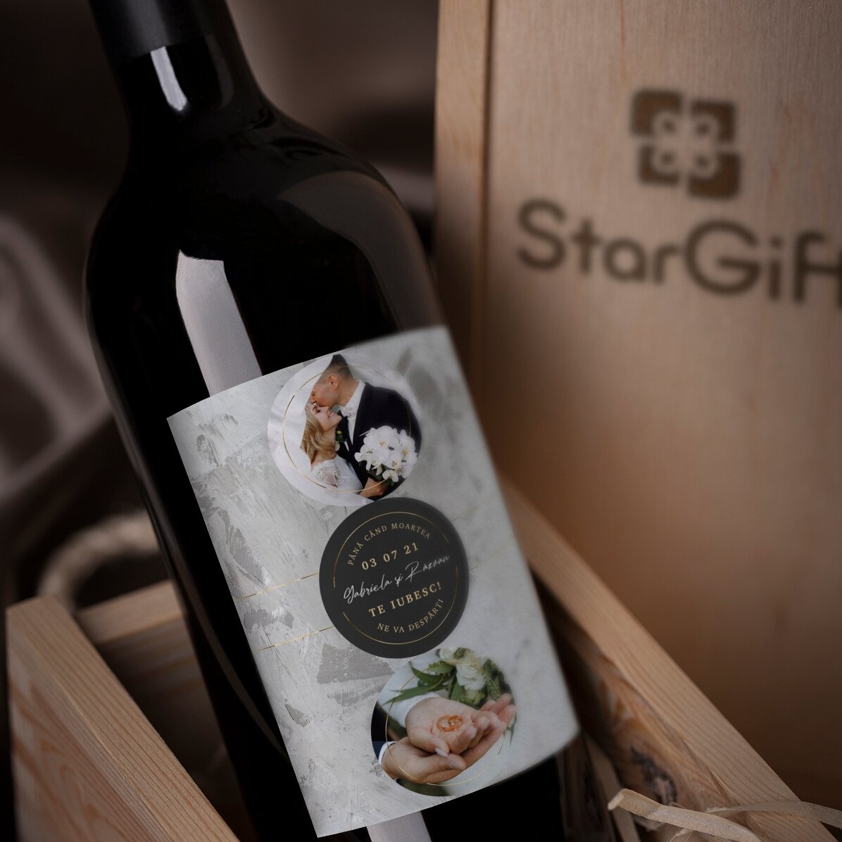 Vino personalizzato con una frase e 2 foto - Per sempre
