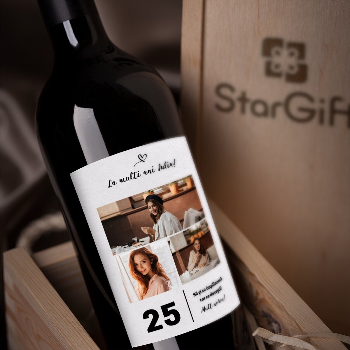 Vino personalizzato con testo e 3 foto per il compleanno - 25