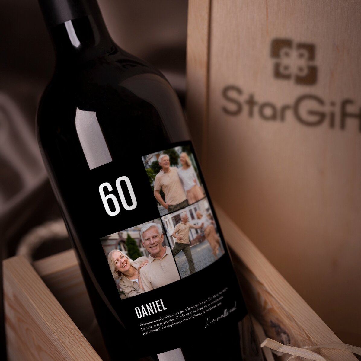 Vino personalizzato con una frase e 3 foto per il compleanno - 60