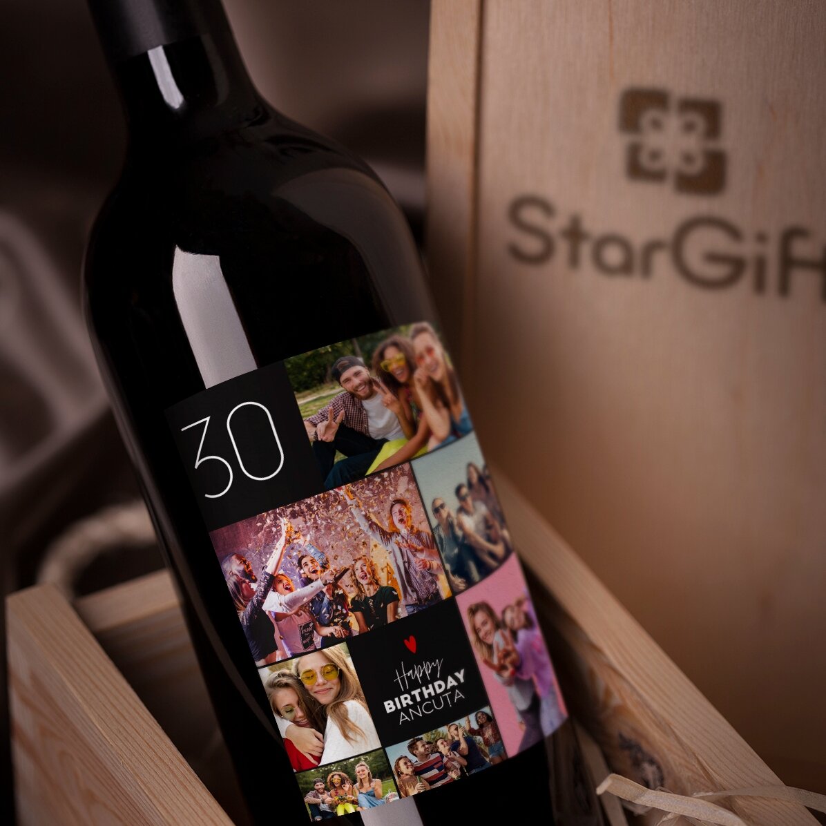 Vino personalizzato con una frase e 7 foto per il compleanno - Buon compleanno!
