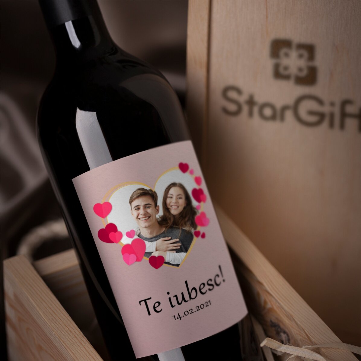 Vino personalizzato con testo e foto - In love
