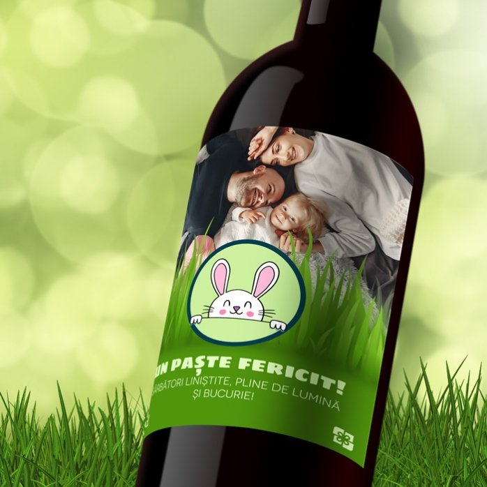 Vino personalizzato con testo e foto - Buona Pasqua!