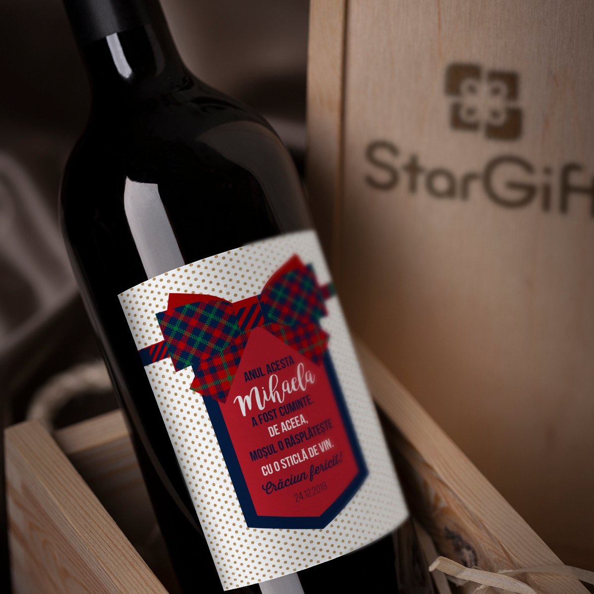 Vino personalizzato con scritta - Fiocco